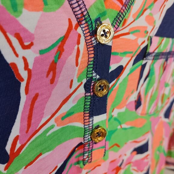 Lilly Pulitzer Size Extra Small XS 100% Pima Cotton Palmetta Dress Vias Print - Picture 6 of 11